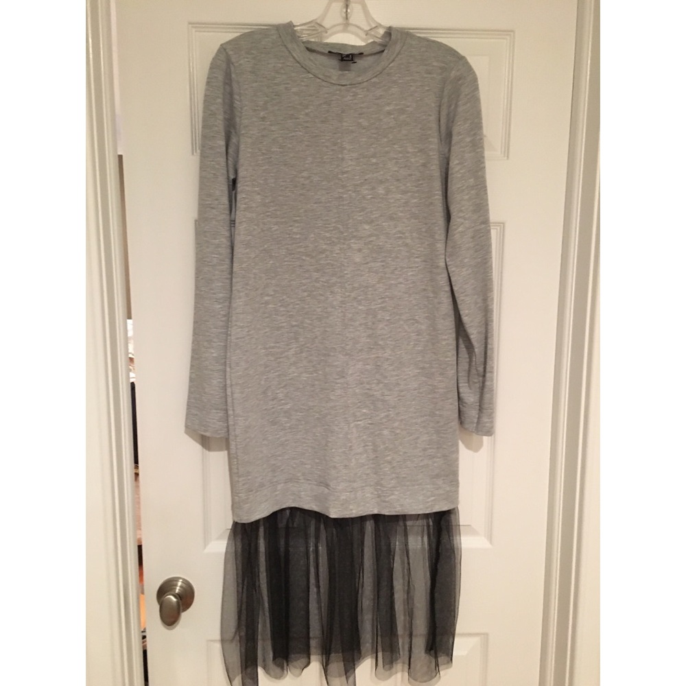 Grey Atmosphere Sweater Dress/Tunic with Tulle